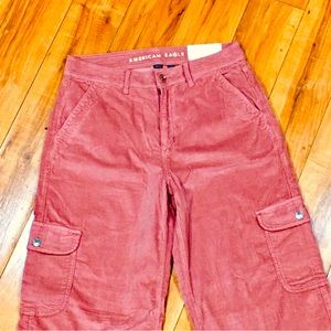 American Eagle pink baggy wide leg carpenter pants courderoy corderoy 8 …